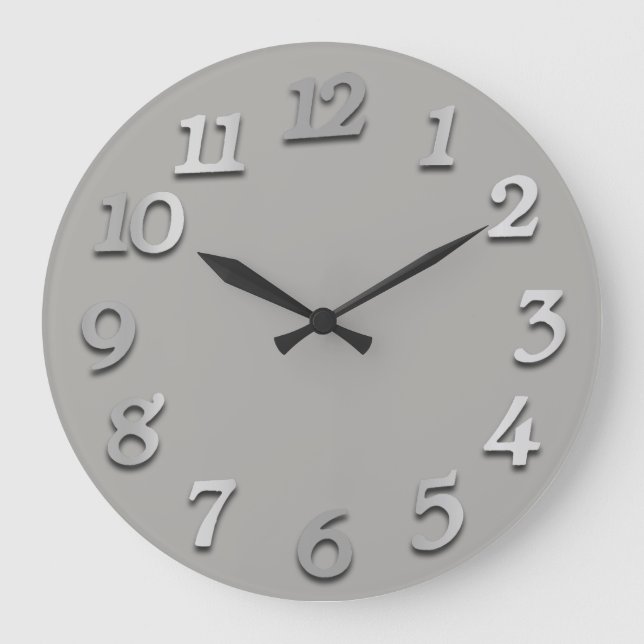 Grande Horloge Ronde Numbers Gray Silver Grey Metallic 3D (Recto)