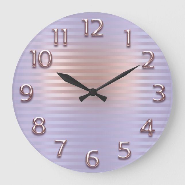 Grande Horloge Ronde Numéro Arabe Trace Les Lignes. Violet Rose (Recto)