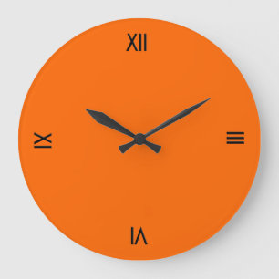 Grande Horloge Ronde Numéro de roman solid orange