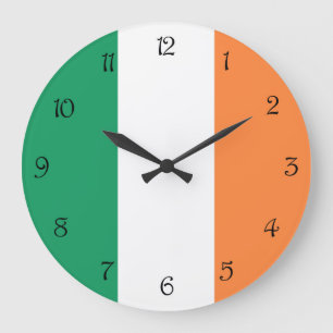 Grande Horloge Ronde Numéro de script noir du drapeau irlandais wccn