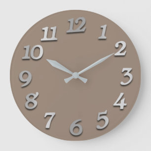 Grande Horloge Ronde Numéro minimal Gray Silver Grey Bronze Khaki