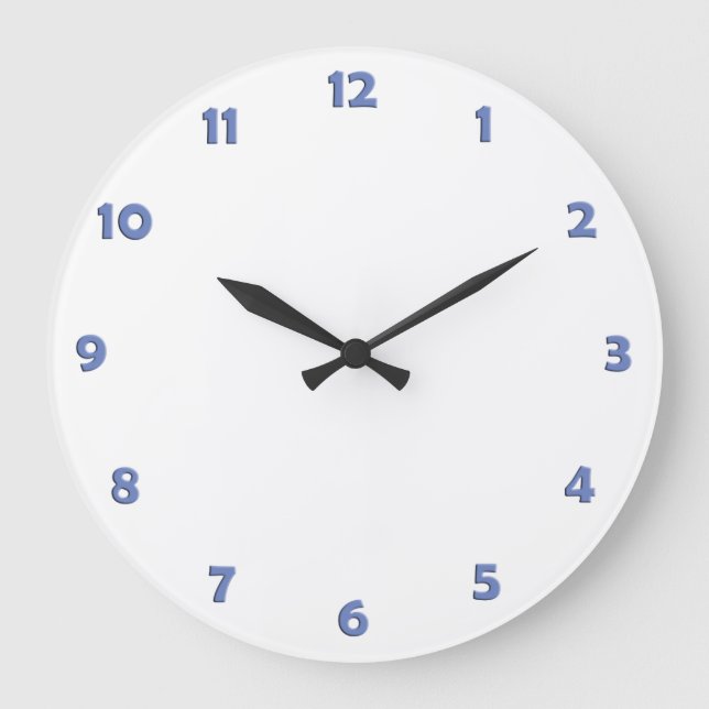 Grande Horloge Ronde Numéros de face de l'horloge - bleu clair (Recto)