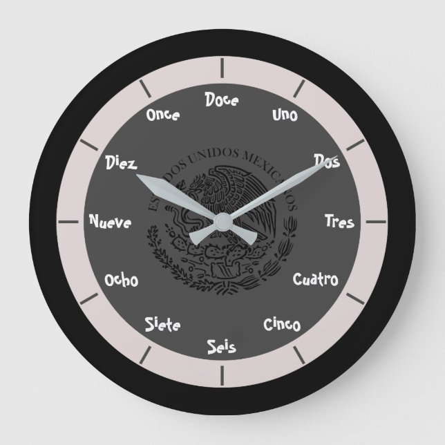 Grande Horloge Ronde Numéros de lettres espagnoles (Recto)
