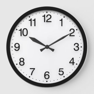 Grande Horloge Ronde Numéros Minimalisme Black White Classy Élégant