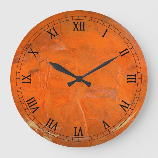 Grande Horloge Ronde Numéros romains en terre cuite laquée Wallclock 2 (Recto)