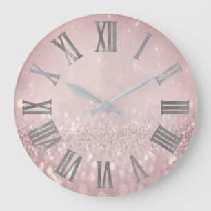 Grande Horloge Ronde Numéros romains Métalliques Violets De La Parties 