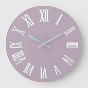 Grande Horloge Ronde  Numéros romains minimaux métalliques Gris argen