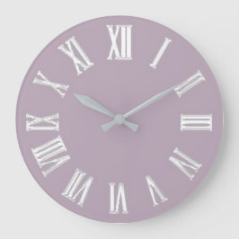 Grande Horloge Ronde Numéros romains minimaux métalliques Gris argenté