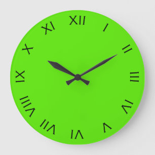 Grande Horloge Ronde Numéros romains noirs sur le wccn vert