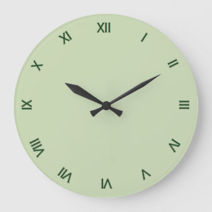 Grande Horloge Ronde Numéros romains verts et clairs
