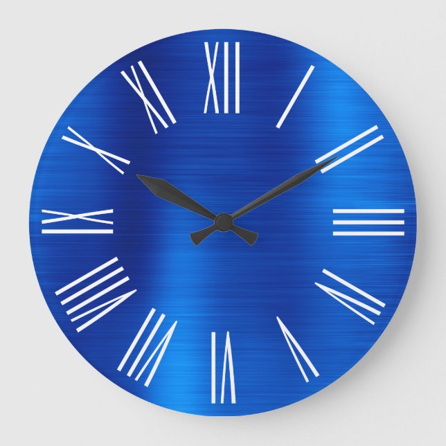 Grande Horloge Ronde Numéros Royal Blue Foil Blanc Romain (Recto)