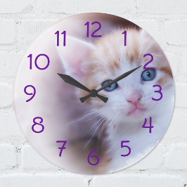 Grande Horloge Ronde Numéros violets pour votre photo