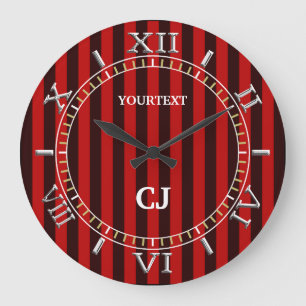 Grande Horloge Ronde Numérotation verticale des bandes rouges personnal