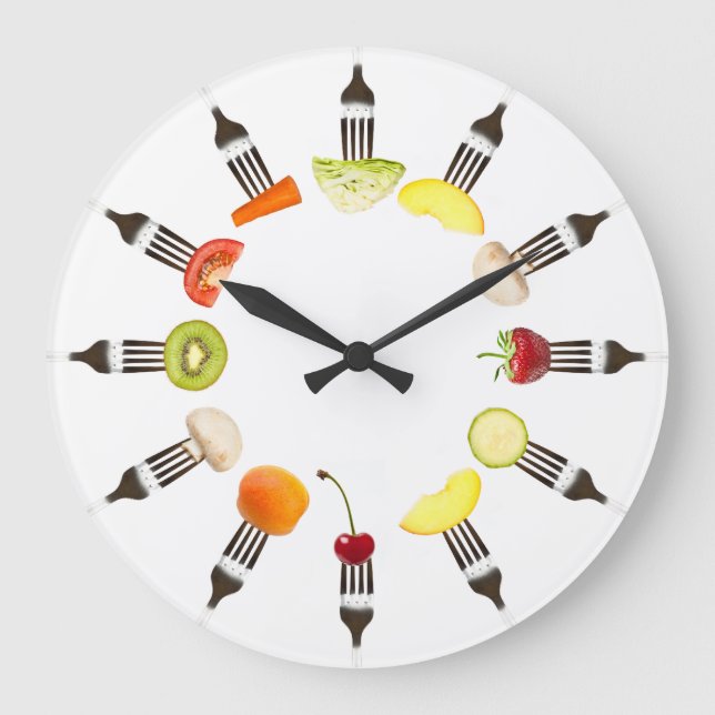 Grande Horloge Ronde Nutrition Alimentation Fourche Café Ou Restaurant  (Recto)