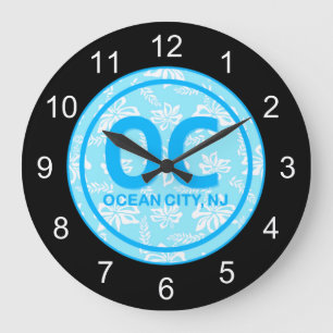 Grande Horloge Ronde OC Ocean City Mur bleu NJ Casse