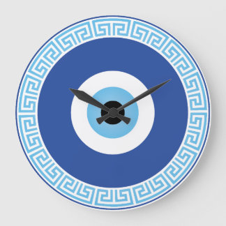 Grande Horloge Ronde Oeil mal grec dans la clé grecque