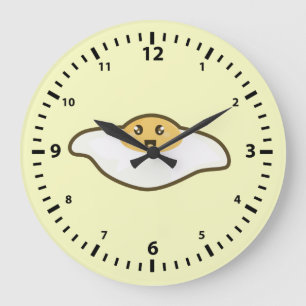 Grande Horloge Ronde Oeuf au plat de Kawaii