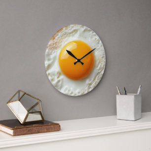 Grande Horloge Ronde OEuf frit cuit au jaune doré