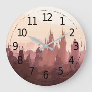 Grande Horloge Ronde OEuvre d'art acrylique de Prague 