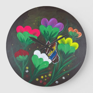 Grande Horloge Ronde Œuvre d'art faite main - Papillon Bolssom