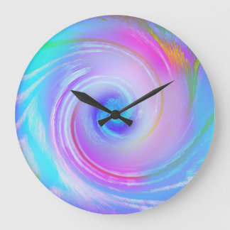 Grande Horloge Ronde Œuvre d'art murale pastel tourbillonnante rêveuse