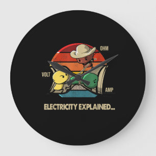 Grande Horloge Ronde Ohm Volt Amp Electricity Explique L'Électricien