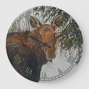 Grande Horloge Ronde Oie canadienne sauvage en neige d'hiver IV