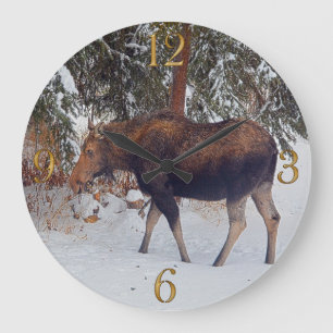 Grande Horloge Ronde Oie canadienne sauvage en neige hivernale V