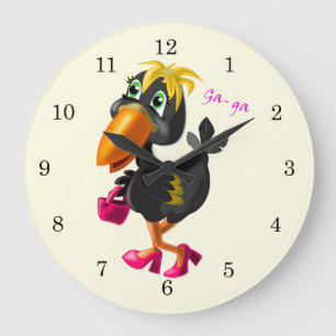 Grande Horloge Ronde Oiseau de mode