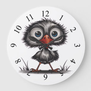 Grande Horloge Ronde Oiseau fantaisiste