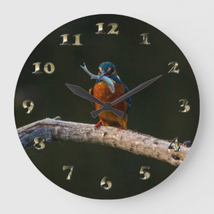 Grande Horloge Ronde Oiseau sauvage à la branche