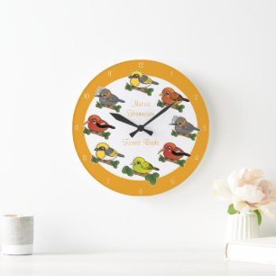 Grande Horloge Ronde Oiseaux de la forêt d'Hawaii