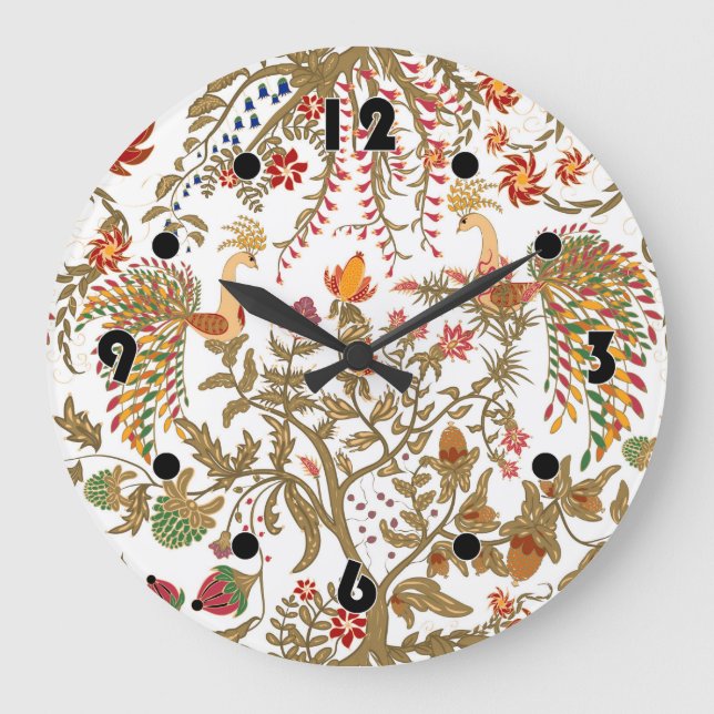Grande Horloge Ronde Oiseaux du paradis (Recto)