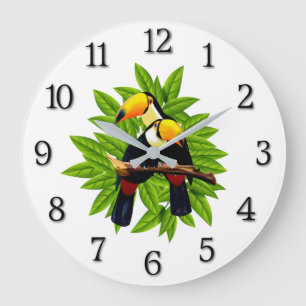 Grande Horloge Ronde Oiseaux exotiques