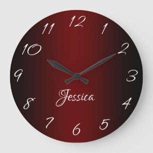 Grande Horloge Ronde Ombre noir et rouge foncé glamour Personnalisé