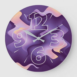 Grande Horloge Ronde Ondes violettes