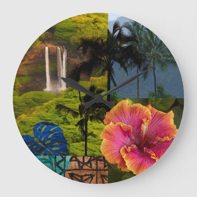 Grande Horloge Ronde Opaeka'a Falls, Kauai Hawaiian Collage (Recto)