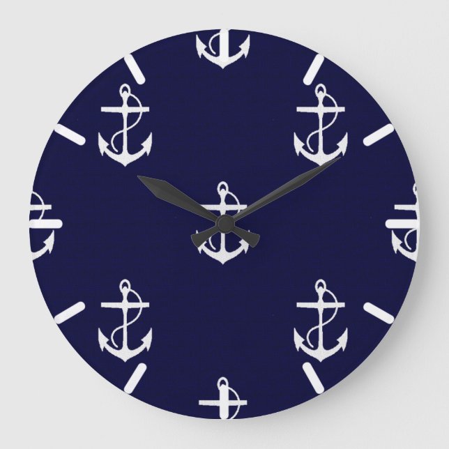 Grande Horloge Ronde Opus Posh Ancre Nautique Personnalisé (Recto)