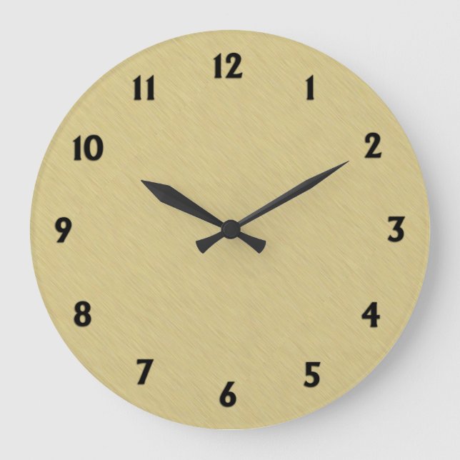 Grande Horloge Ronde Or brossé doux avec chiffres noirs (Recto)