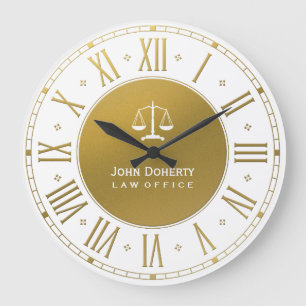 Grande Horloge Ronde Or élégant et blanc de l'avocat  