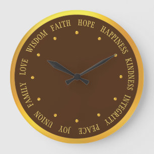 Grande Horloge Ronde Or élégant et Good Vibes Brown