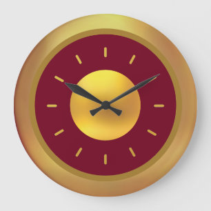 Grande Horloge Ronde Or et Bourgogne élégant