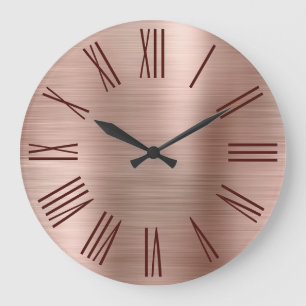 Grande Horloge Ronde Or rose brossé chiffres romains burgundy