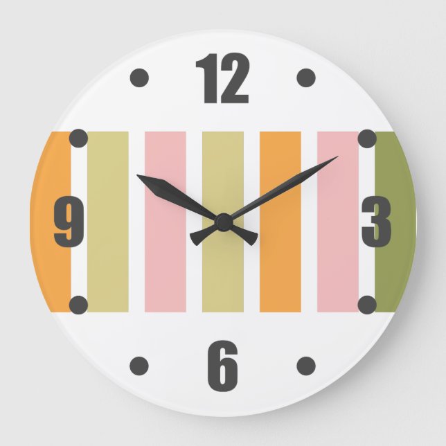 Grande Horloge Ronde Or rose orange et rayures vertes (Recto)