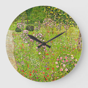 Grande Horloge Ronde Orchard Gustav Klimt avec Rose