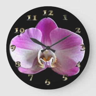 Grande Horloge Ronde Orchid de Purple et White