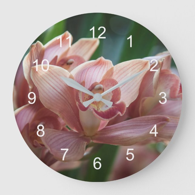 Grande Horloge Ronde Orchidée de thé au lait (Recto)