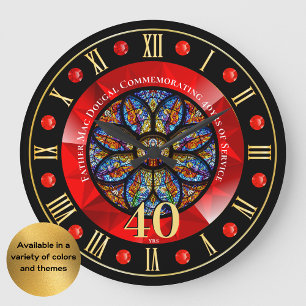 Grande Horloge Ronde Ordination Anniversaire Prêtre personnalisé 40e