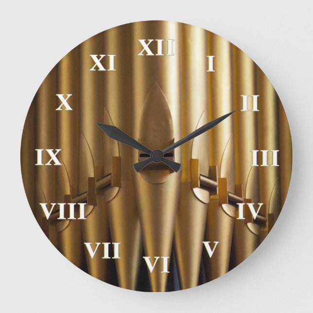 Grande Horloge Ronde Orgue pipes 24h/24 - chiffres romains (Recto)