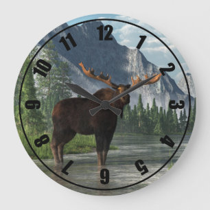 Grande Horloge Ronde Orignaux de Taureau